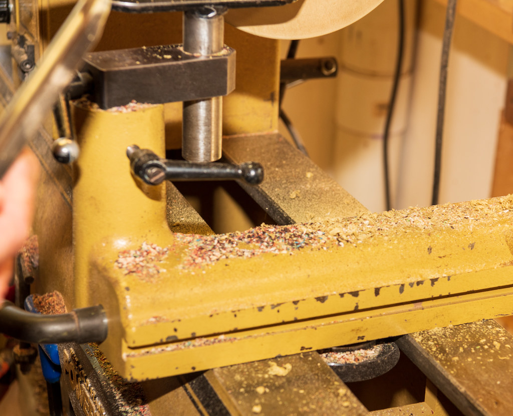 A selection of large turned wooden bowls showing the work product of a serious full-size lathe